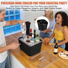CATTLEMAN Sous Vide Cooker, Wine Chiller, 1000W, Sous Vide Kit with Container, Immersion Circulator, Sous Vide Container 12 Quart with Lid & Neoprene Sleeve, Accurate Temp & Timer, Fast Heating