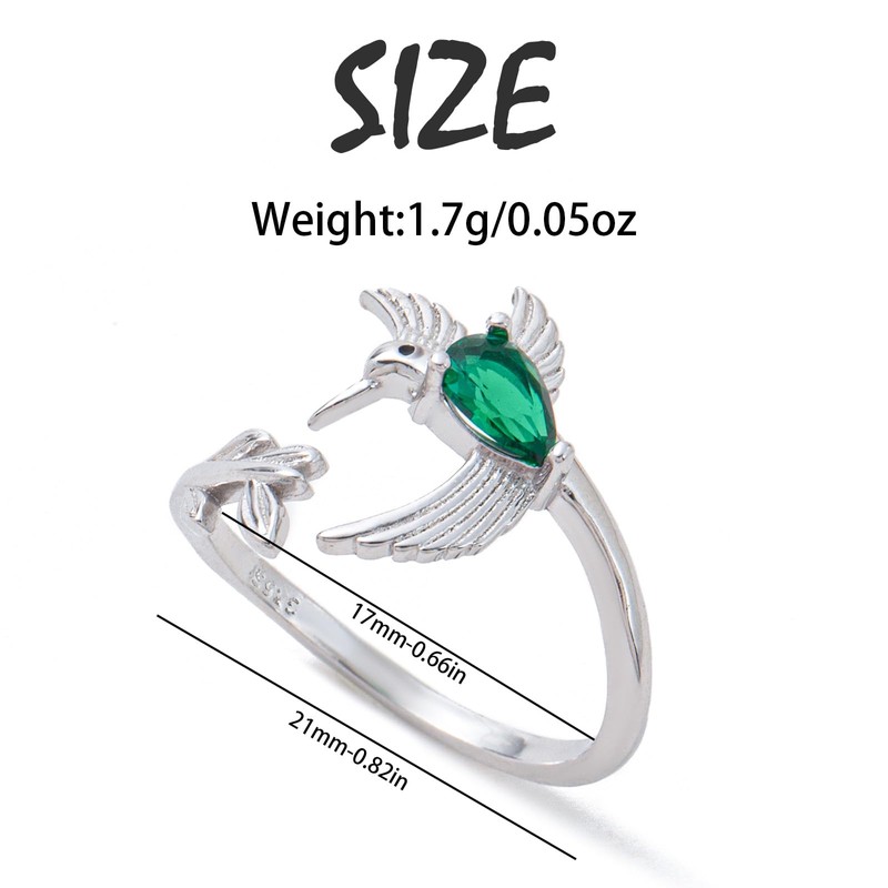 Sterling Silver Blue Jay Ring, S925 Adjustable Bird Ring with