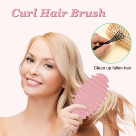 jatimdotin Haarbürste, Lockenbürste, Curl Hair Brush für Damen, Wildschweinborsten Haarbürste zum Kämmen und Formen, Professionelle Bürste Locken Trennung für definierte Locken (Rosa)