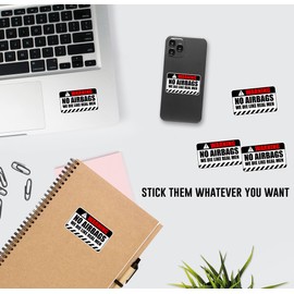 Warning No Airbags We Die Like Real Men Sticker Funny Quotes Red