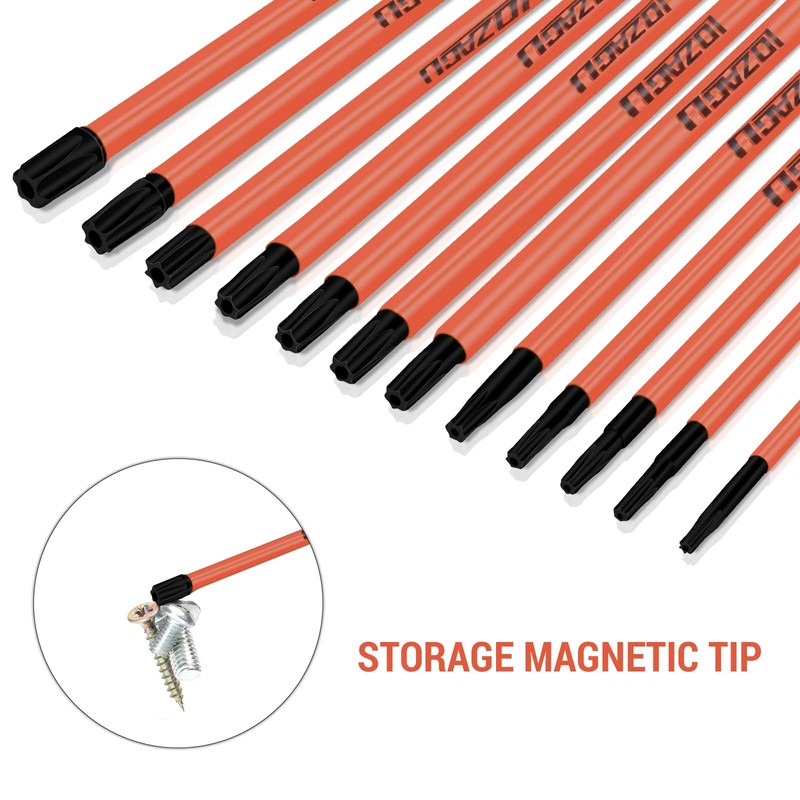 12Pcs Long Torx Bit Set 6-Inch (152mm), T7 to T40,