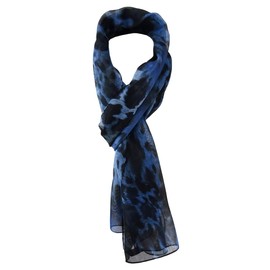 TigerTie Unisex Chiffon Scarf Leopard Pattern Size 160 cm x 36 cm, Blue Navy Royal Black