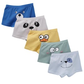 SYDMXWZ Toddler Boxer Briefs Cotton Boys Underwear Kids Underpants Size 3-12Years (Pack of 5) (Animalfaces, 5-6 Years)