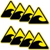 Pack of 8 Warning Stickers 6 x 5 cm Tsunami