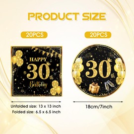 40 piezas de decoraciones de cumpleaños 30 en negro y dorado, decoración de fiesta de cumpleaños de 30 temas, decoración clásico de cumpleaños de 1995 para hombres y mujeres