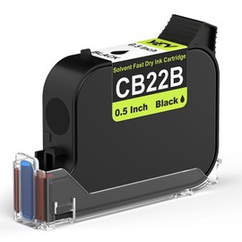 YEV Original 42ml Solvent Based Fast Drying Ink Cartridge for 12.7mm/0.5 Inch Handheld Inkjet Printer to Use on Plastic, Metal, Cardboard, Fabric, and Wood (Black)