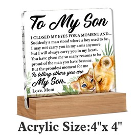 Gifts for Son - Best Son Gifts From Mom - Gift for Son Birthday Christmas Wedding Day - Meaningful to My Son Clear Desk Decorative Sign Home Decor Acrylic Sign