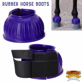 HILASON Western Horse Rubber PVC Ribbed Double Hook and Loop Bell Boots Training Protective Shock Absorbing Leg