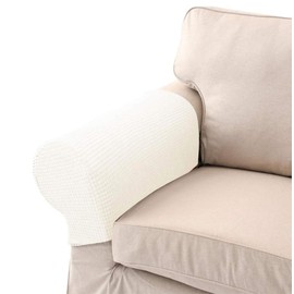 LERTREE 1 Pair Sofa Arm Slipcovers Elastic Sofa Armrest Protectors Removable Chair Sofa Armrest Covers (White)