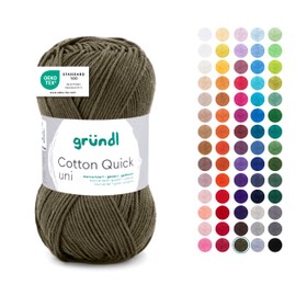 Gründl Filato Cotton Quick uni - filato sottile per uncinetto e maglia - filato lucido e delicato sulla pelle - 100% cotone - 1 gomitolo da 50 g / 125 m - ferri e uncinetto n. 3-4 - Verde nero