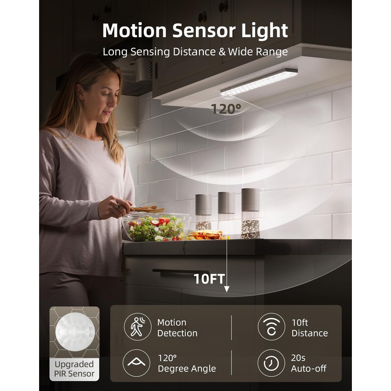 EZVALO 6-Pack Under Cabinet Lighting with Charging Station, 2000mAh Rechargeable