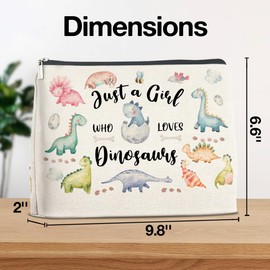 YeleY Dinosaur for Dinosaur Lovers - for Dinosaur Lovers Women - Dinosaur Lovers Makeup Bag for Teen Girl - Just a Girl Who Loves Dinosaurs Cosmetic Bag Makeup Zipper Pouch