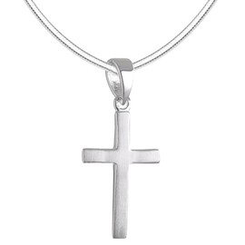 Vinani Pendant with Snake Chain, Narrow Cross, Matte, 925 Sterling Silver Italian Necklace - AKX-S