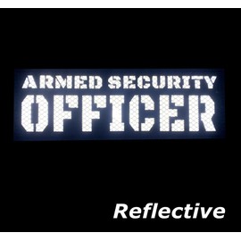 Reflective Armed Security Officer Patch with Hook and Loop - Laser Cut (Black-White)
