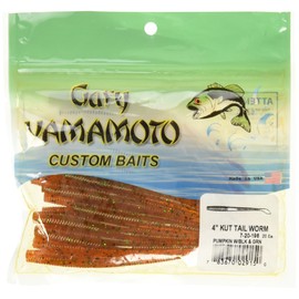 Yamamoto 7L-10-196 5" Kut Tail Worm Pumpkin Black & Green Flake (10 Pack), One Size