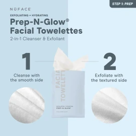 Nuface Prep-n-glow Toallitas 2 En 1 Exfoliantes, 20 Unidades