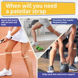 FORTEMOTUS Patellar Tendon Support Strap - Silicone Patella Knee Brace for Teenager, Youth, Women & Men - Knee Band for Tendonitis Jumpers Running Sports Basketball Volleyball, 2 Pcs, Beige, S&M