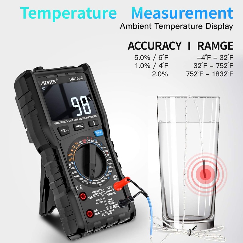 Digital Multimeter Voltage Tester AC DC Current Electric Meter MESTEK