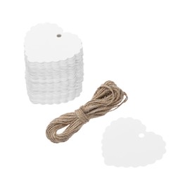 QUARKZMAN Pack of 100 White Gift Tags Gift Tags Wavy Heart Cards with 10 Metres Jute String for Gift Wrapping Christmas