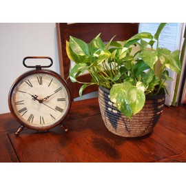 Königswerk Vintage Desk Clock, 8 Inches Silent Non-Ticking Battery Operated Metal Table Top Clock for Bedroom, Living Room, Office, Shelf Decor (Brown)