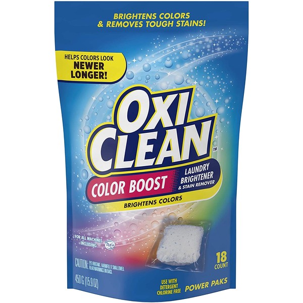 OxiClean Color Boost Color Brightener plus Stain Remover Power Paks, 18 Count