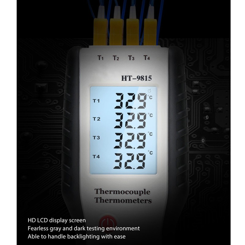 Thermometer High Accuracy Digital Display 4 Channel Portable Thermocouple Thermometer