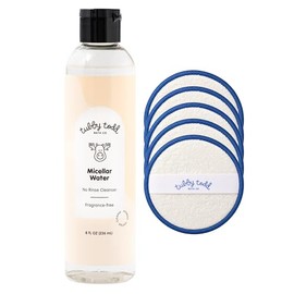 TUBBY TODD Micellar Water with Reusable Wipes - No-Rinse Baby Cleansing Water for Sensitive Skin - Gentle Face and Body Cleanser - Fragrance Free