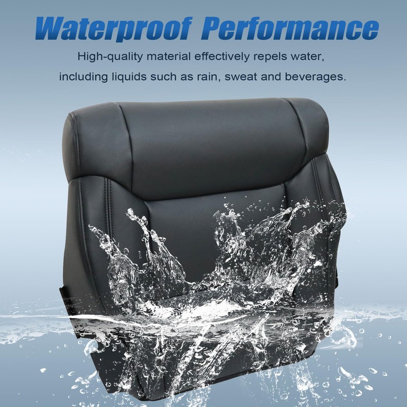 SecosAutoparts Driver & Passenger Bottom Replacement Black Leather Seat Covers