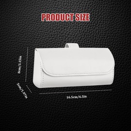 Tecledsn Sunglasses Holder for Car Sun Visor, Leather Auto Eyeglasses Storage Case with Hidden Magnetic Closure, Universal Protective Glasses Organizer Box, Visor Accessories for Woman Man (White)