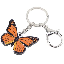 DOWAY Blue Morpho Butterfly Keyring Spring Summer Butterfly Key Ring for Women Girls Handbag Purse Charms (Orange), orange