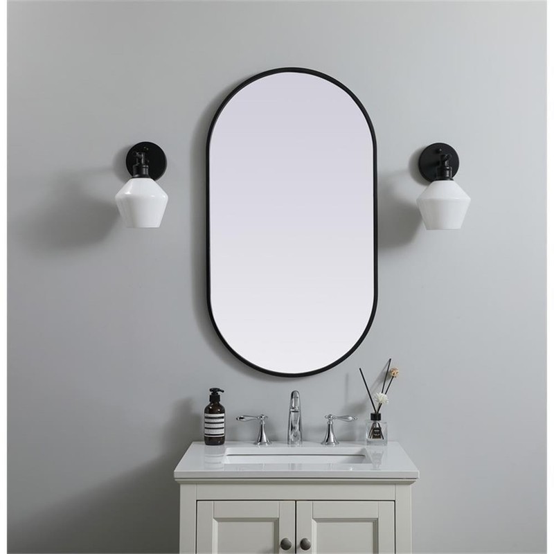 Elegant Decor Asha 20x36" Oval Modern MDF Wood/Iron Mirror in