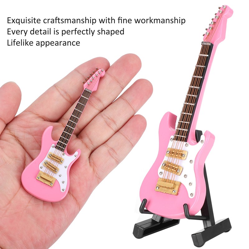 Guitar Decoration Miniature Ornaments Mini Musical Instrument Model Gift Pink