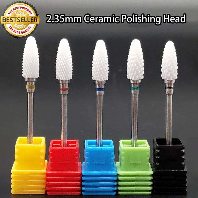 Yellow 2.35 mm Shank Nail Drill Set Cuticle Polishing Bits