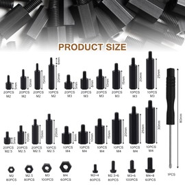 Gueenky Pack of 940 Standoff Screws Nylon, M2 M2.5 M3 M4 Board Spacer Motherboard Standoff Spacer Screws, Black Male Female Nylon Spacer Screw Nut