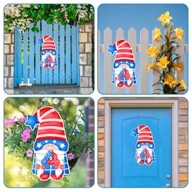 FLYAB Patriotic Gnome Door Sign 4th of July Decorations Signs 8.5"x14.5" Independence Memorial Day Decorations Patriotic Welcome Door Hanging Sign for Home Front Door Porch Wall Summer Decorations