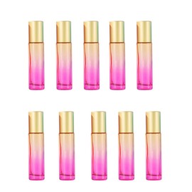 YORROR 10 Packs 10ml Gradient Color Essential Oil Roller Bottles,Thick Glass Empty Refillable Roll On Bottles with Stainless Steel Roller Balls for Travel,Fragrance,Perfume, Essential Oil (Yellow)