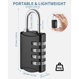 Xespis Pack of 5 Combination Padlock, 4 Digit Combination Lock, Lock with Combination Code, Made of Zinc Alloy, Weatherproof, for School, Locker, Shed, Garden, Gym