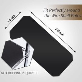 Poofzy Wire Shelf Liner 14" X 24", Non-Adhesive Plastic Shelf Liners for Wire Shelving, Waterproof Protector Mats (3PK, Black)