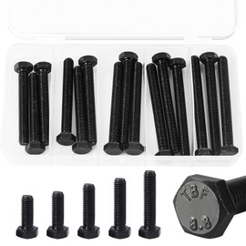 Joamang M8 x 60mm 65mm 70mm 75mm 80mm Hex Bolts, Hexagon Head Screw, 8.8 Grade Alloy Steel, Black Oxide Finish, Metric Full Machine Thread, Assortment Kit 15PCS