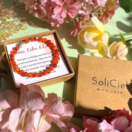 SOLICIEL Agate Calming Bracelet, Natural Crystal Inspirational Gifts Stress Relief Anxiety Thinking of You Gifts You Got This Cheer Up Gift for Women Christmas Stocking Stuffers