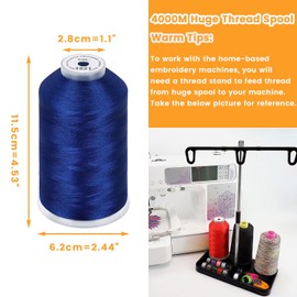 New brothread - Single Huge Spool 4000M Each Polyester Embroidery Machine Thread 40WT for Commercial and Domestic Machines - Christmas Blue