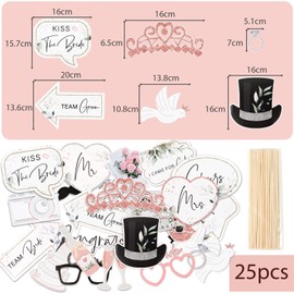 25 pcs Wedding Photo Booth Props Hen Party Photobooth Frame Bridal Shower Party Frame Hen Do Party Photo Booth Props Kit for Wedding Hen Night Props Bridal Shower Bachelorette Decorations