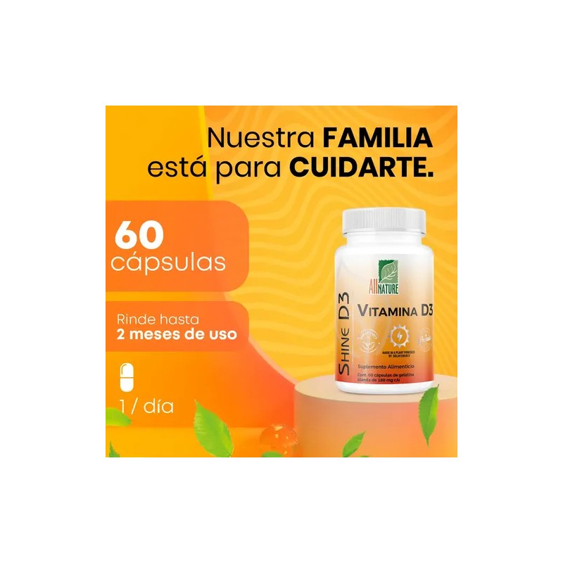 All Nature Vitamina D3 5000 Ui 60 Capsulas Sabor Sin