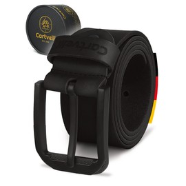 Cartvelli Men's Genuine Leather Belt, Black, 40 mm, Made in Germany, Gift Box, Men's Belt Buckle Matte Black, caviar black