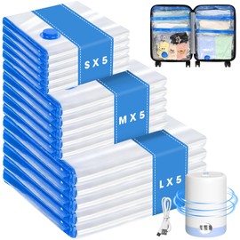 Eunhdet 15 Pack Travel Vacuum Storage Bags with USB Electric Pump, Combo Space Saver Vacuum Seal Bags for Clothing Travel Vaccine Sealed Storage Bag for Comforters Blankets Clothes Suitcase, Clear