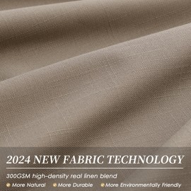 BOODII - Cortinas opacas completas de 90 pulgadas de largo para oscurecer la habitación para recámara, puerta corredera, aislamiento térmico, cortinas y cortinas color café claro, lino neutro, juego