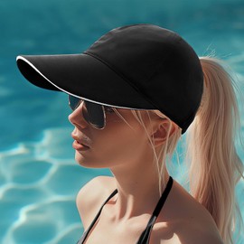 RUIXIA Women's Ponytail Baseball Cap Lightweight Adjustable Quick-Dry UV Protection Running Hat for Outdoor Sports Black