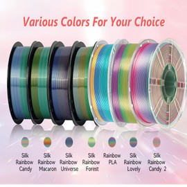 Kingroon 10KG Silk PLA Filament Bundle Rainbow PLA Filament 1.75MM 3D Printing Color Changing Dimensional Accuracy ±0.03mm,Fit Most 3D Printer, 1KG X 10 Spools
