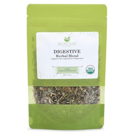 Biokoma Pure and Organic Digestive Herbal Blend, Healthy Digestion Support, 50g 1.76oz in Resealable Moisture Proof Pouch, USDA Certified Organic - Herbal Tea, No Additives, No Preservatives, No GMO