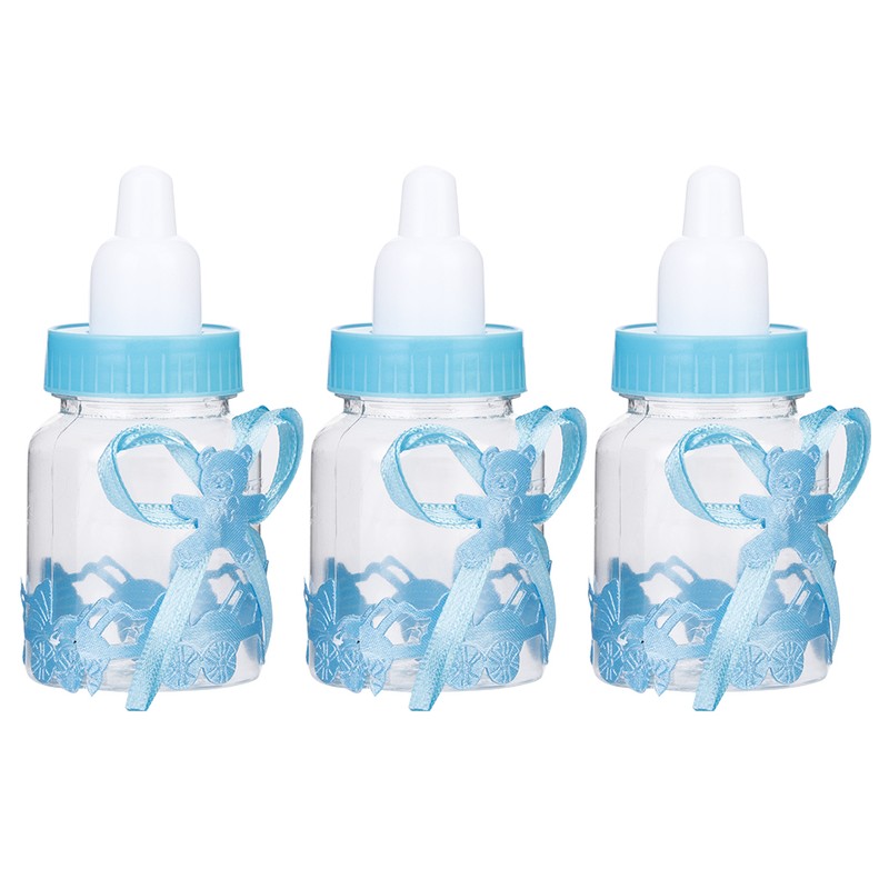24pcs Lovely Plastic Milk Bottle Candy Box Fillable Bottle Baby